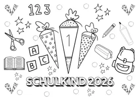 Vorschau - Arbeitsblätter - Schulkind Ausmalbilder Einschulung 1.Klasse - Seite 1