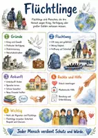 Vorschau - Arbeitsblätter - Lernposter + Arbeitsblätter zum Thema "Flüchtlinge" + Lösung & MP3 + Mindmap + Infografik - Deckblatt