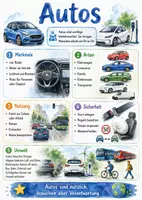 Vorschau - Arbeitsblätter - Lernposter + Arbeitsblätter zum Thema "Auto" + Lösung & MP3 + Mindmap + Infografik - Deckblatt