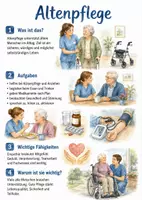 Vorschau - Arbeitsblätter - Lernposter + Arbeitsblätter zum Thema "Altenpflege" + Lösung & MP3 + Mindmap + Infografik - Deckblatt