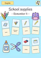 Vorschau - Spiele - School supplies (Schulmaterialien) Vokabeln lernen SPIEL - Deckblatt