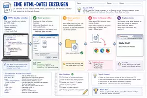 Vorschau - Arbeitsblätter - Texte, Bilder und Tabellen in HTML - und Übungen für Anfänger - Deckblatt