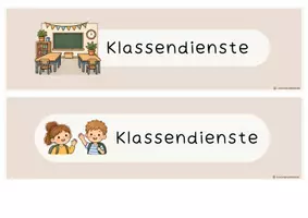 Vorschau - Mal- und Bastelvorlagen - Klassendienst-Karten – personalisierbar & zum Ausdrucken - Seite 1