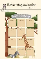 Vorschau - Mal- und Bastelvorlagen - Geburtstagskalender Grundschule | Safari | Savanne | Giraffe & Zebra - Deckblatt