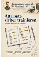 Vorschau - Arbeitsblätter - Attribute sicher trainieren – Deutsch Grammatik Klasse 7-8 - Deckblatt