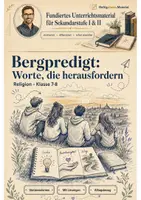 Vorschau - Arbeitsblätter - Bergpredigt: Worte, die herausfordern – Stationenlernen Religion Klasse 7-8 - Deckblatt