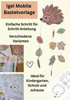 Vorschau - Mal- und Bastelvorlagen - Igel Mobile Bastelvorlage, Schritt für Schritt Anleitung - Deckblatt