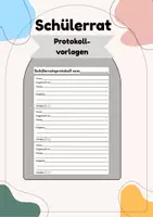 Vorschau - Arbeitsblätter - Schülerratsprotokollvorlagen - Deckblatt