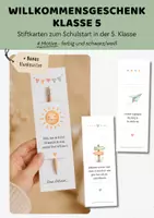 Vorschau - Mal- und Bastelvorlagen - Willkommensgeschenke Klasse 5 | 4er Set Begrüßungsgeschenke 5. Klasse Schuljahresstart | Schulstart weiterführende Schule - Seite 1