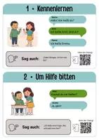 Vorschau - Audio-Dateien - Sprechanlässe DaZ A1 – Dialogkarten „Erste Sätze in der Schule" mit Hör-QR | Willkommensklasse - Seite 1