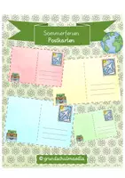 Vorschau - Arbeitsblätter - POSTKARTEN für die Sommerferien - Deckblatt