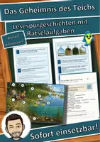 Vorschau - Arbeitsblätter - Das Geheimnis des Teichs – Lesespurgeschichte mit Rätselaufgaben (Klasse 5) - Deckblatt