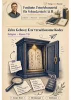Vorschau - Stationenlernen - Zehn Gebote: Der verschlossene Kodex – Escape Room Religion Klasse 7-8 - Deckblatt