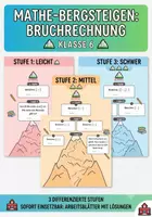 Vorschau - Spiele - Brüche Klasse 6-7 – Mathe-Bergsteigen mit 3 Niveaustufen & Lösungen - Deckblatt