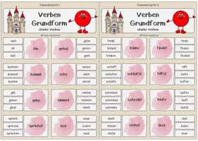 Vorschau - Fördermaterial/Inklusion - Wortartenland - Verben Klammerkarten zur Grundform (starke Verben) - Seite 1