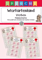 Vorschau - Fördermaterial/Inklusion - Wortartenland - Verben Klammerkarten zur Personalform (starke Verben) - Deckblatt