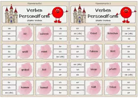 Vorschau - Fördermaterial/Inklusion - Wortartenland - Verben Klammerkarten zur Personalform (starke Verben) - Seite 1
