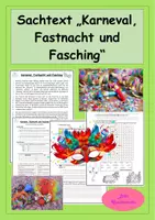 Vorschau - Stundenentwürfe - Sachtext Karneval, Fasching, Fastnacht - Textarbeit - Leseverstehen - Deckblatt