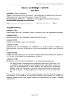 Vorschau - Arbeitsblätter - Klausur: Genetik - Rothaarigkeit beim Menschen - Deckblatt
