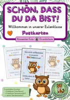 Vorschau - Anderer Materialtyp - Willkommenskarten Eulenklasse – Schön, dass du da bist! | Klassentier Eule | Grundschule - Deckblatt