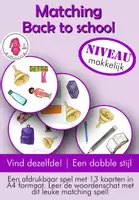 Voorbeeld - Terug naar School Matching Spel (makkelijk) • Taalontwikkeling • Kleuters & Basisonderwijs - Voorblad