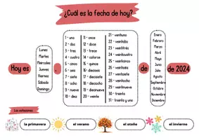 Aperçu - Fiches - Fiche leçon – Les mois, les jours, les saisons et la date en espagnol - Page de couverture