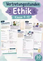 Vorschau - Unterrichtsreihen - Vertretung Ethik Klasse 9-10 | 10 fertige Arbeitsblätter - Deckblatt