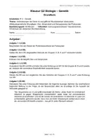 Vorschau - Klassenarbeiten - Genetik, Streptomycin Klausur mit EWH - Deckblatt