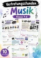 Vorschau - Unterrichtsreihen - Vertretungsstunden Musik Klasse 7-8 | 10 Arbeitsblätter - Deckblatt