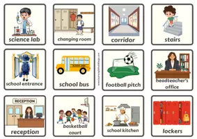 Vista previa - Juegos / Gamificación - SCHOOL BINGO – School Places | British English - página 1