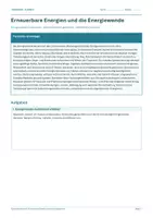Vorschau - Arbeitsblätter - Arbeitsblatt Erdkunde Klasse 9 – Erneuerbare Energien und die Energiewende - Deckblatt
