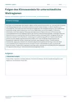 Vorschau - Arbeitsblätter - Arbeitsblatt Erdkunde Klasse 9 – Folgen des Klimawandels für unterschiedliche Weltregionen - Deckblatt