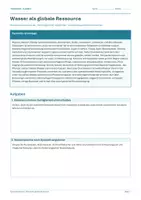 Vorschau - Arbeitsblätter - Arbeitsblatt Erdkunde Klasse 9 – Wasser als globale Ressource - Deckblatt
