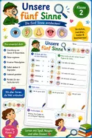 Vorschau - Arbeitsblätter - Unsere fünf Sinne – Sehen, Hören, Riechen, Schmecken & Fühlen - Deckblatt