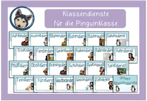 Vorschau - Bildkarten - Klassendienste Pinguinklasse #Klassentier - Deckblatt