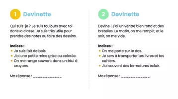 Aperçu - Feuilles d'exercices - Devinettes de RENTRÉE SCOLAIRE avec corrigés - Page 2