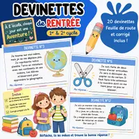 Aperçu - Feuilles d'exercices - Devinettes de RENTRÉE SCOLAIRE avec corrigés - Page de couverture