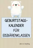 Vorschau - Anderer Materialtyp - Eisbärklasse: Geburtstagskalender Wimpelkette Klassenraum - Deckblatt