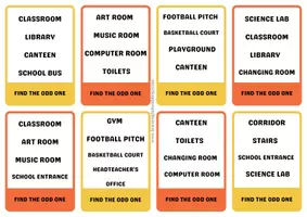 Vista previa - Juegos / Gamificación - School Places – Odd One Out | English Vocabulary Game - Portada