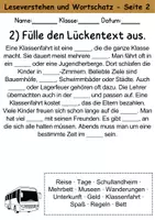 Vorschau - Arbeitsblätter - Klassenfahrt : Leseverstehen und Wortschatz - DaZ/DaF • Deutsch • Sachunterricht - Seite 2
