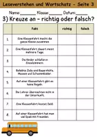 Vorschau - Arbeitsblätter - Klassenfahrt : Leseverstehen und Wortschatz - DaZ/DaF • Deutsch • Sachunterricht - Seite 3
