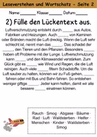 Vorschau - Arbeitsblätter - Luftverschmutzung : Leseverstehen und Wortschatz - DaZ/DaF • Deutsch • Sachunterricht - Seite 2