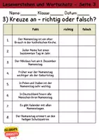 Vorschau - Arbeitsblätter - Namenstag : Leseverstehen und Wortschatz - DaZ/DaF • Deutsch • Sachunterricht - Seite 3