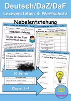 Vorschau - Arbeitsblätter - Nebelentstehung: Leseverstehen und Wortschatz - DaZ/DaF • Deutsch • Sachunterricht - Deckblatt