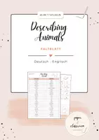 Vorschau - Arbeitsblätter - Describing Animals – Englisch Wortschatz | Faltblatt & Partnerübung mit Spelling Help - Deckblatt