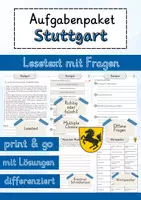 Vorschau - Arbeitsblätter - Stuttgart Lesetext einfach verständlich mit Aufgaben, Lösungen und Wortspeicher - Deckblatt