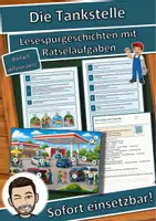 Vorschau - Arbeitsblätter - Die Tankstelle – Lesespurgeschichte mit Rätselaufgaben (Klasse 4) - Deckblatt