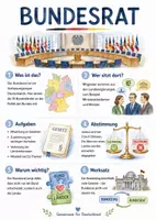 Vorschau - Arbeitsblätter - Lernposter + Arbeitsblätter zum Thema "Bundesrat" + Lösung & MP3 + Mindmap + Infografik - Deckblatt