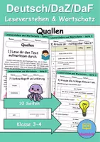 Vorschau - Arbeitsblätter - Quallen : Leseverstehen und Wortschatz - DaZ/DaF • Deutsch • Sachunterricht - Deckblatt