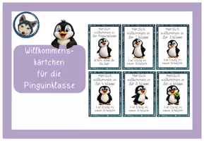 Vorschau - Bildkarten - Willkommenskärtchen Pinguinklasse #Klassentier - Deckblatt